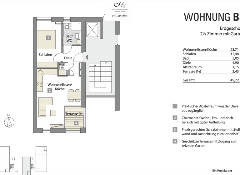 Terrassenwohnung zum Kauf - Erstbezug 312.000 € 2,5 Zimmer 49,7 m² 1. Geschoss Weingarten 88250
