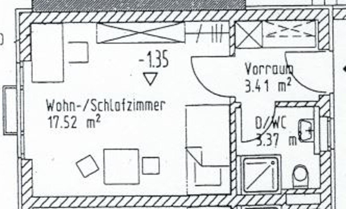 Wohnung zum Kauf 85.000 € 1 Zimmer 23,6 m²<br/>Wohnfläche EG<br/>Geschoss Stadt Ansbach 91522