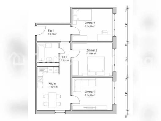 Wohnung zur Miete Tauschwohnung 400 € 3 Zimmer 70 m² 2. Geschoss Potsdam West Potsdam 14471