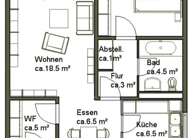 Wohnung zur Miete 571 € 2 Zimmer 61,4 m² 3. Geschoss frei ab 11.04.2026 Laurinweg 15 Sahlkamp Hannover 30179