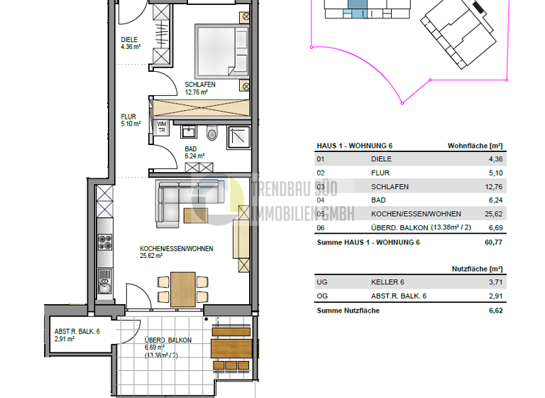 Wohnung zum Kauf - Erstbezug provisionsfrei 305.500 € 2 Zimmer 60,8 m² Mietingen 88487