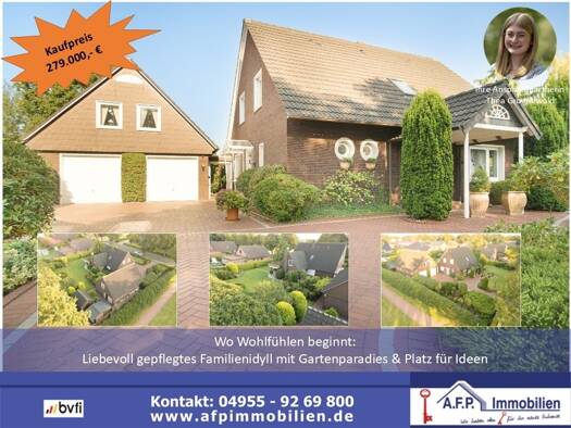 Einfamilienhaus zum Kauf 279.000 € 6 Zimmer 150 m² 1.635 m² Grundstück Flachsmeer Westoverledingen 26810
