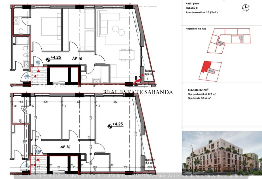 Wohnung zum Kauf 144.600 € 2 Zimmer 96,4 m²<br/>Wohnfläche 1.<br/>Geschoss Saranda 9701