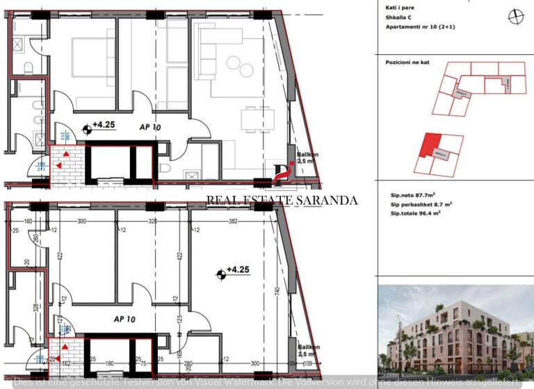 Wohnung zum Kauf 144.600 € 2 Zimmer 96,4 m² 1. Geschoss Saranda 9701