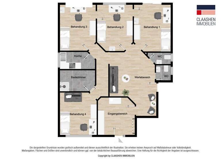 Praxis zum Kauf provisionsfrei 156.000 € 4 Zimmer 96 m² Bürofläche Hage 26524
