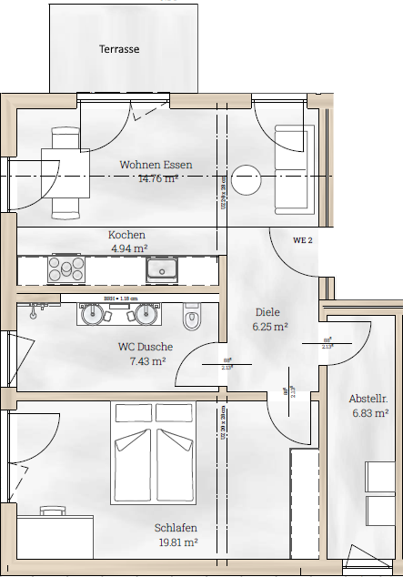 Wohnung zum Kauf provisionsfrei als Kapitalanlage geeignet 299.000 € 2 Zimmer 62,7 m²<br/>Wohnfläche Martin-Luther-Weg Kehl - Sundheim Kehl 77694