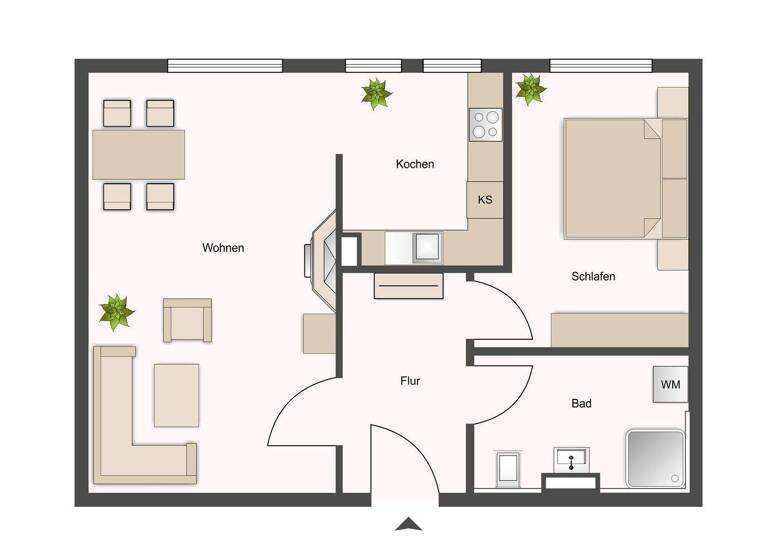 Wohnung zum Kauf 99.500 € 2 Zimmer 41,5 m² 1. Geschoss Probstheida Leipzig 04289