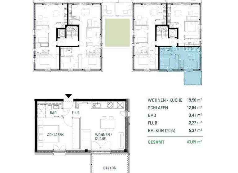 Wohnung zum Kauf - Erstbezug provisionsfrei 299.900 € 2 Zimmer 43,7 m² 1. Geschoss Darmstadt 64285