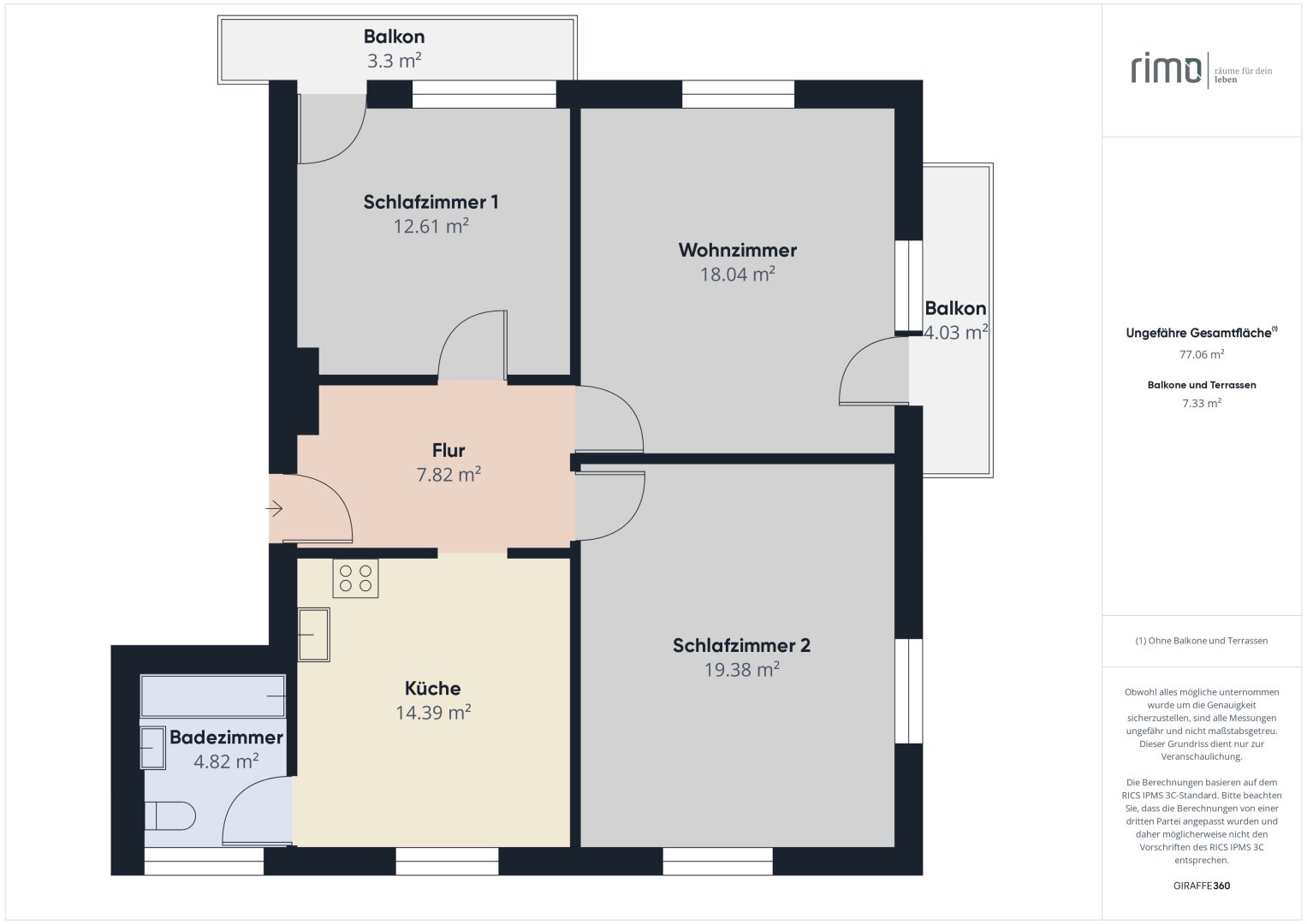 Wohnung zur Miete 848 € 3 Zimmer 77 m²<br/>Wohnfläche 2.<br/>Geschoss Götzis 6840