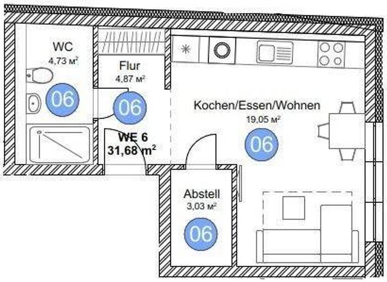 Studio zum Kauf provisionsfrei 133.000 € 1 Zimmer 31,7 m² 1. Geschoss frei ab 01.12.2026 Pfullendorf 88630