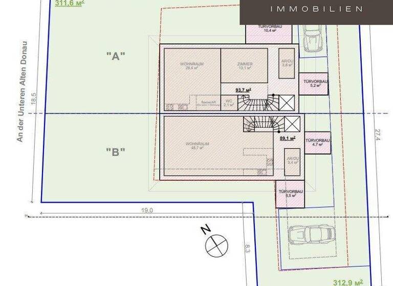 Doppelhaushälfte zum Kauf 1.750.000 € 6 Zimmer 170 m² 309 m² Grundstück Wien 1220