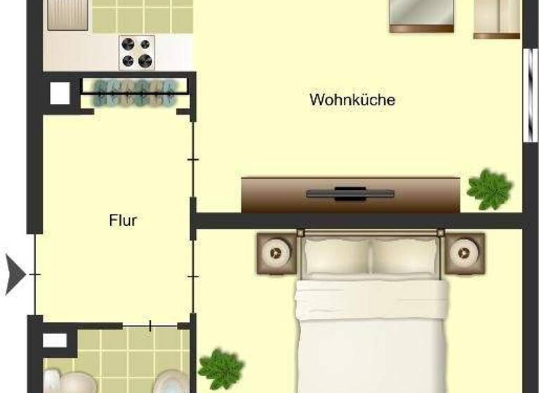 Wohnung zur Miete 429 € 2 Zimmer 42,1 m² 1. Geschoss Kösliner Straße 31 Großenbaum Duisburg 47269