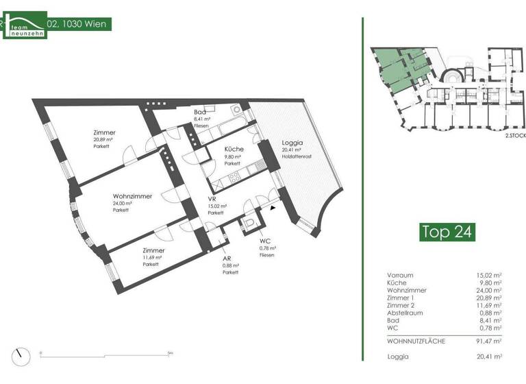 Wohnung zum Kauf 620.000 € 3 Zimmer 91,5 m² 3. Geschoss Rennweg 102 Wien,Landstraße 1030