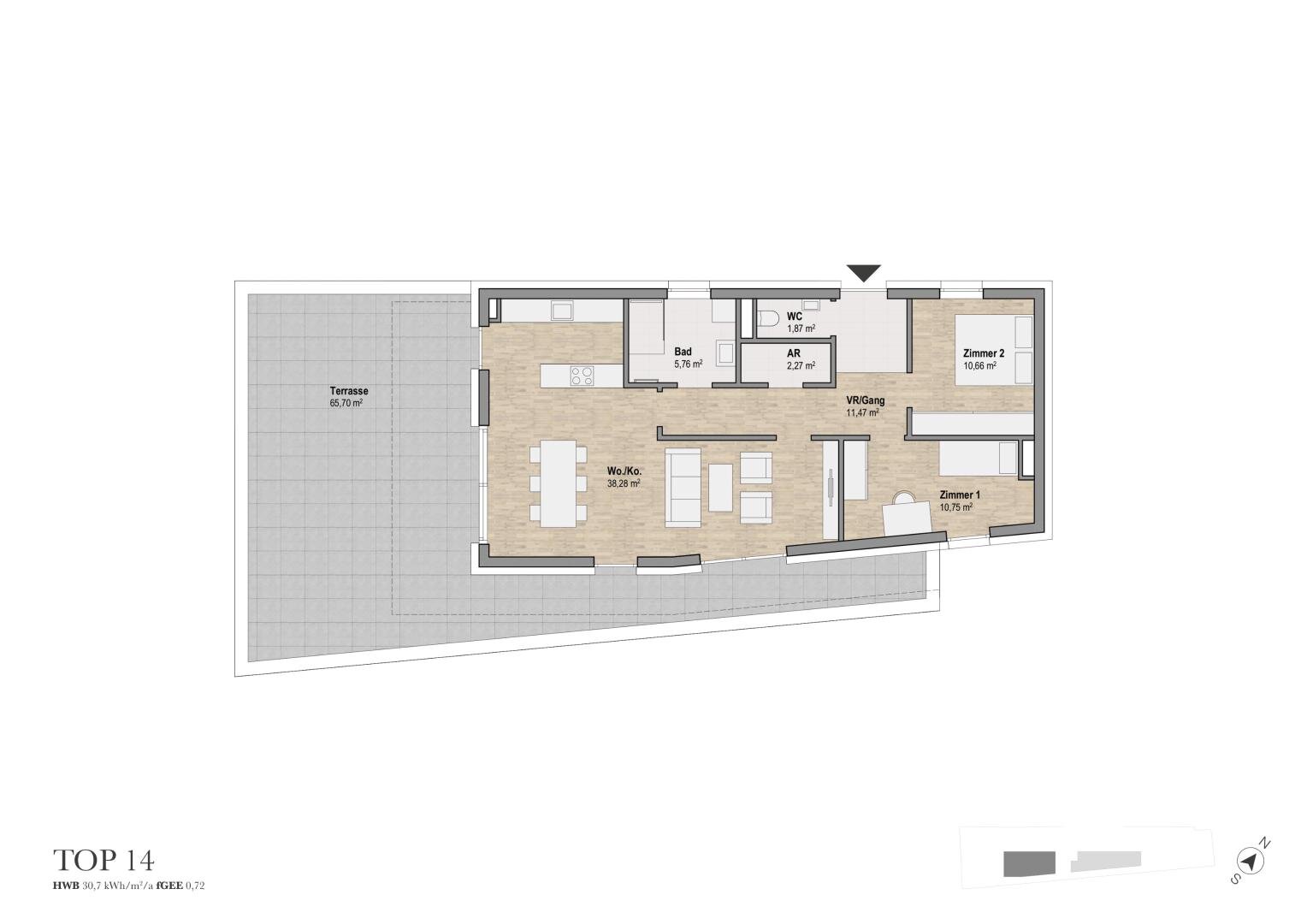 Penthouse zum Kauf 765.326 € 3 Zimmer 81,1 m²<br/>Wohnfläche 3.<br/>Geschoss Lindweg Geidorf Graz 8010