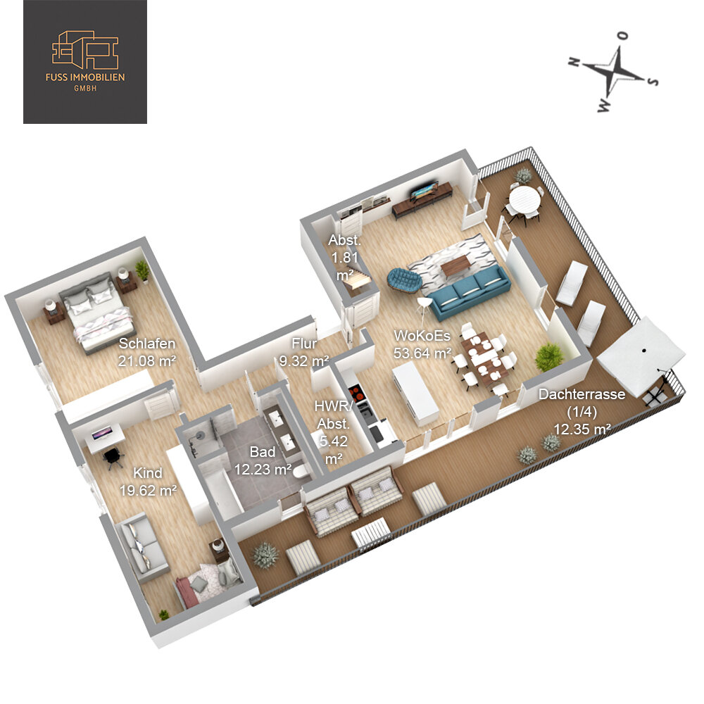 Penthouse zum Kauf als Kapitalanlage geeignet 1.198.000 € 4 Zimmer 146 m²<br/>Wohnfläche Harburger Straße 12 Hittfeld Seevetal 21218