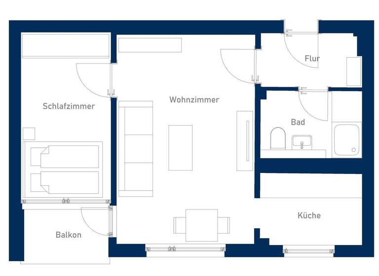 Wohnung zur Miete 710 € 1,5 Zimmer 42 m² EG Korvettenstraße 8 Buntekuh Lübeck 23558