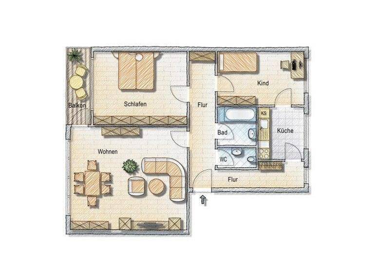 Wohnung zur Miete 632 € 3 Zimmer 75,2 m² 2. Geschoss frei ab 08.03.2026 Carlo-Mierendorff-Straße 29 Oberzwehren Kassel 34132