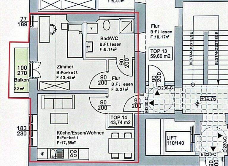 Wohnung zur Miete 299 € 2 Zimmer 4. Geschoss Mürzzuschlag 8680