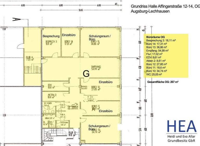 Bürofläche zur Miete provisionsfrei 6 € 270 m² Bürofläche Affingerstr. 12-14 Lechhausen Augsburg 86167