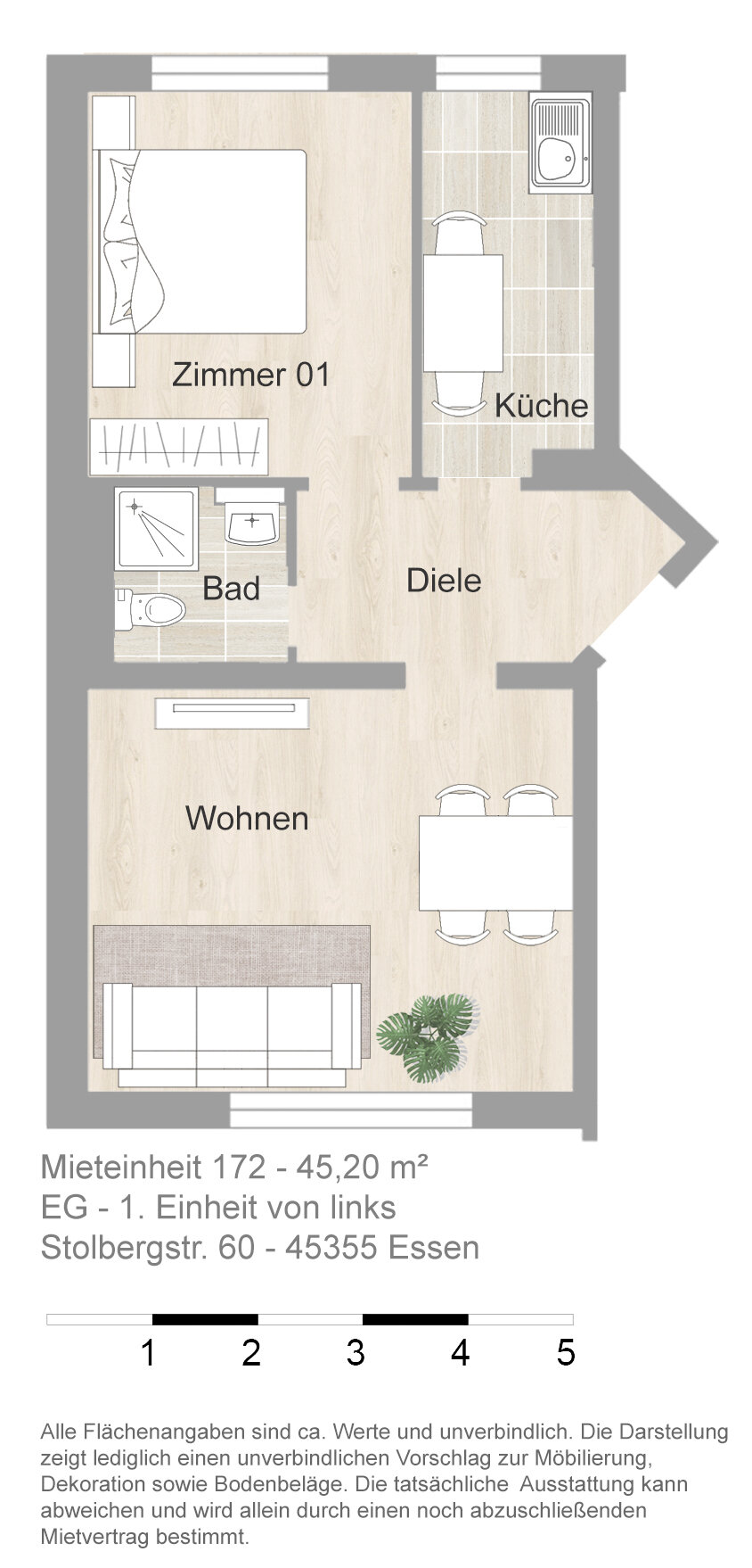 Wohnung zur Miete 390 € 2 Zimmer 42,2 m²<br/>Wohnfläche EG<br/>Geschoss 16.02.2025<br/>Verfügbarkeit Stolbergstr. 60 Bergborbeck Essen 45355