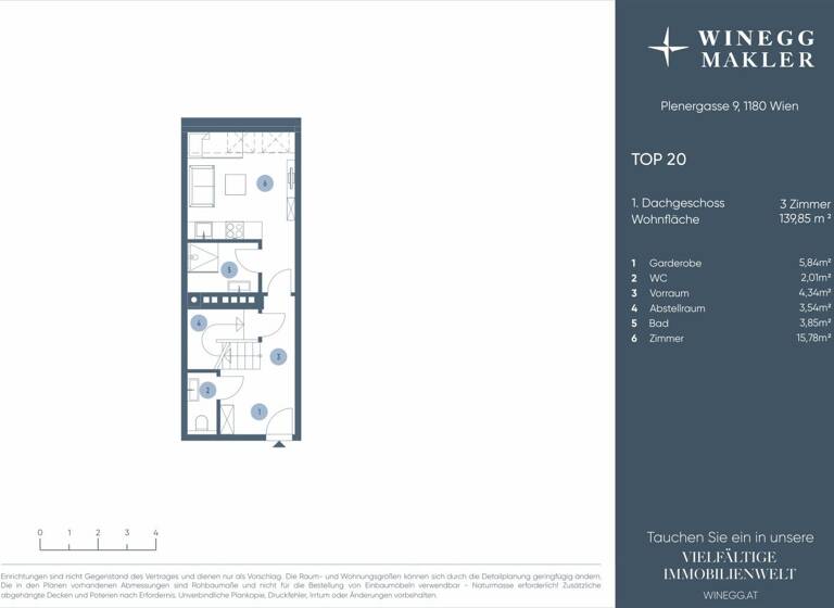Wohnung zum Kauf 1.290.000 € 3,5 Zimmer 139,9 m² 4. Geschoss Plenergasse Wien 1180