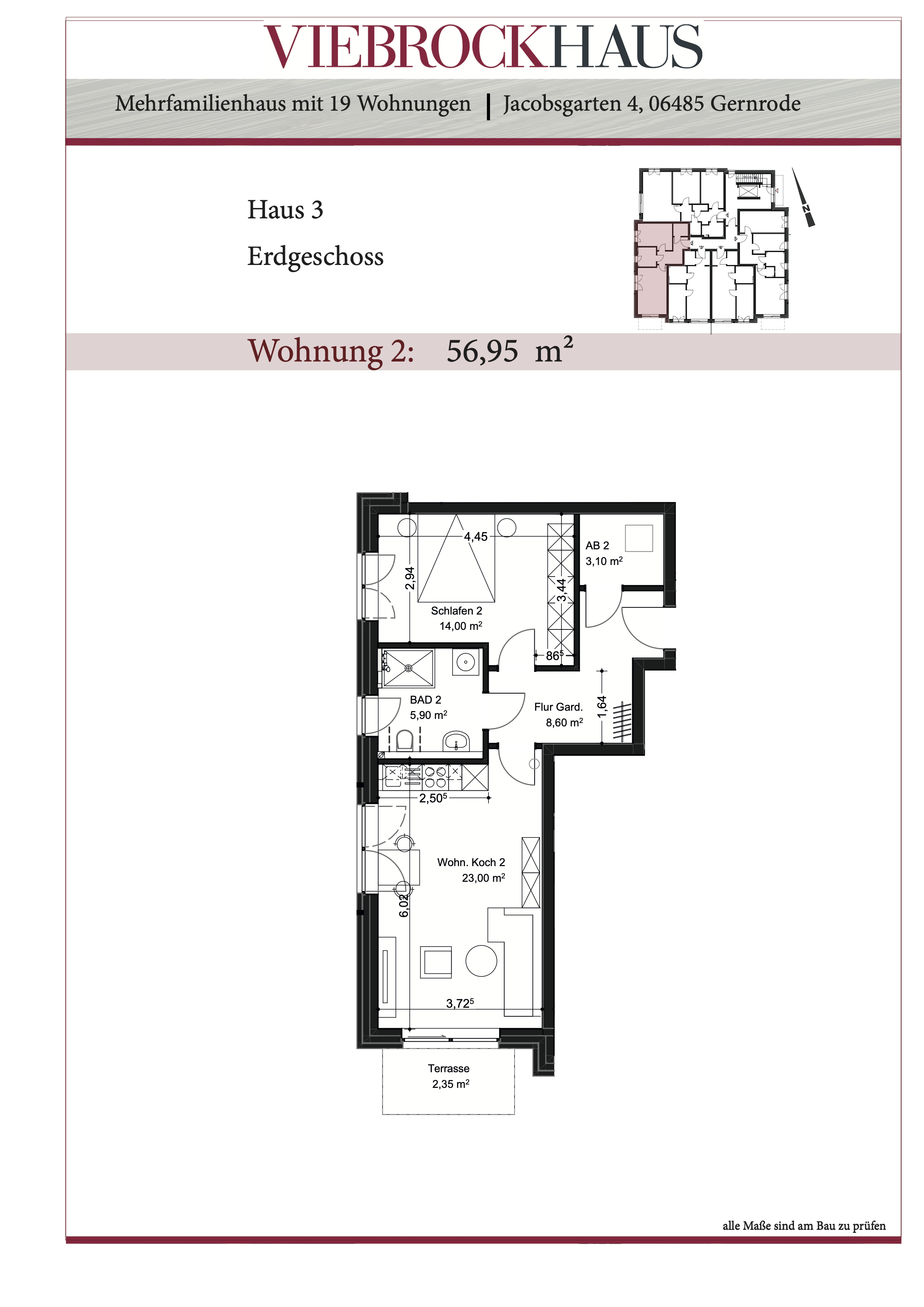 Wohnung zur Miete 854 € 2 Zimmer 57 m²<br/>Wohnfläche EG<br/>Geschoss Gernrode Gernrode 06485