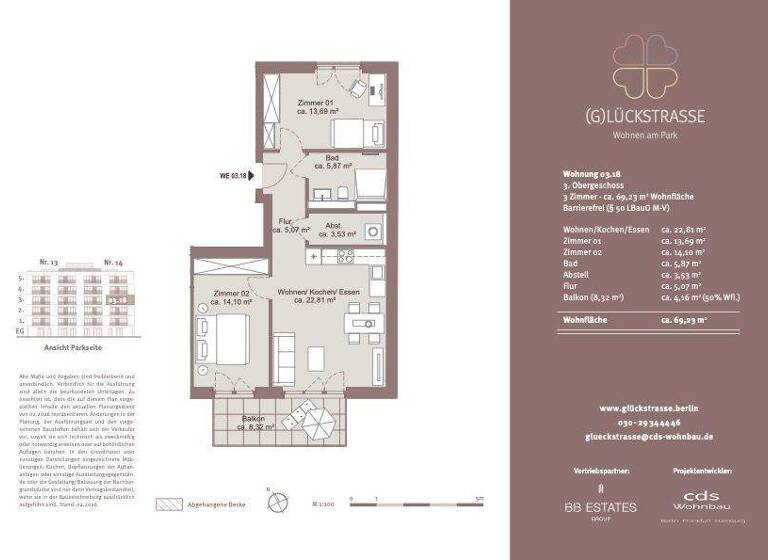 Wohnung zum Kauf - Erstbezug 525.000 € 3 Zimmer 69,2 m² 3. Geschoss Lichtenberg Berlin 10317