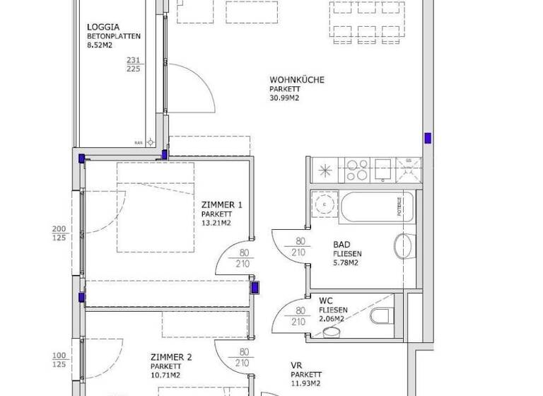 Wohnung zur Miete 1.118 € 3 Zimmer 80 m² 1. Geschoss Wien 1110