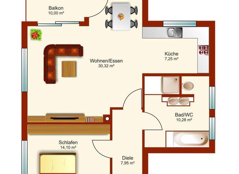 Wohnung zur Miete 800 € 2 Zimmer 79,3 m² 1. Geschoss Atting 94348