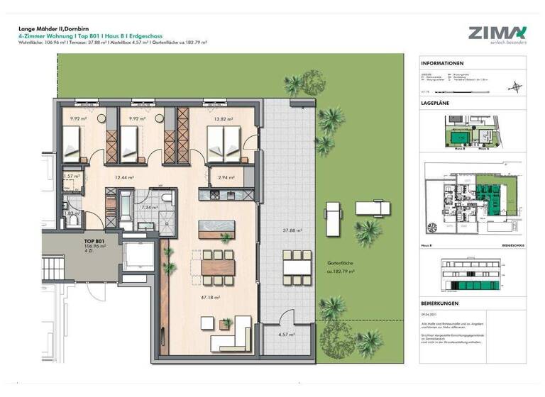 Wohnung zur Miete 1.812 € 4 Zimmer 107,5 m² EG frei ab 01.04.2026 Lange Mähder 16a Dornbirn 6850