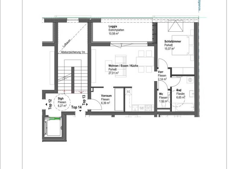 Wohnung zur Miete 685 € 2 Zimmer Bahrgasse 6 Waldegg Linz 4020