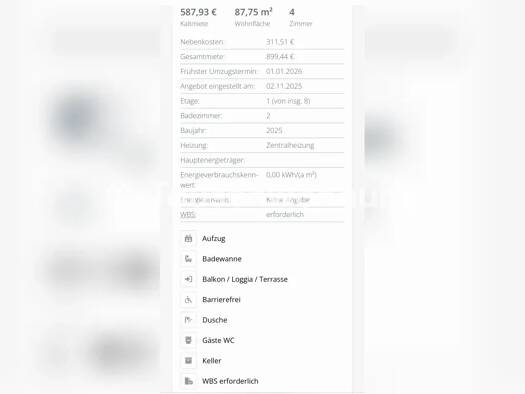 Wohnung zur Miete nur mit Wohnberechtigungsschein Tauschwohnung 587 € 4 Zimmer 87 m² 1. Geschoss Kreuzberg Friedrichshain-Kreuzberg 10963