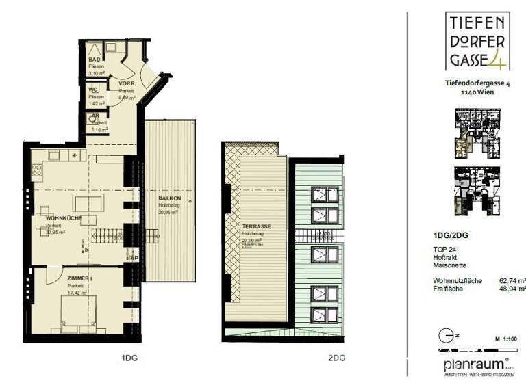 Wohnung zum Kauf - Erstbezug 499.000 € 2 Zimmer 62,9 m² 4. Geschoss Wien 1140