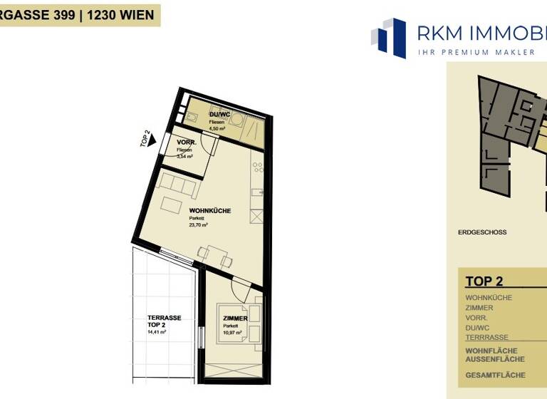 Wohnung zum Kauf - Erstbezug 299.000 € 2 Zimmer 42,7 m² Wien 1230