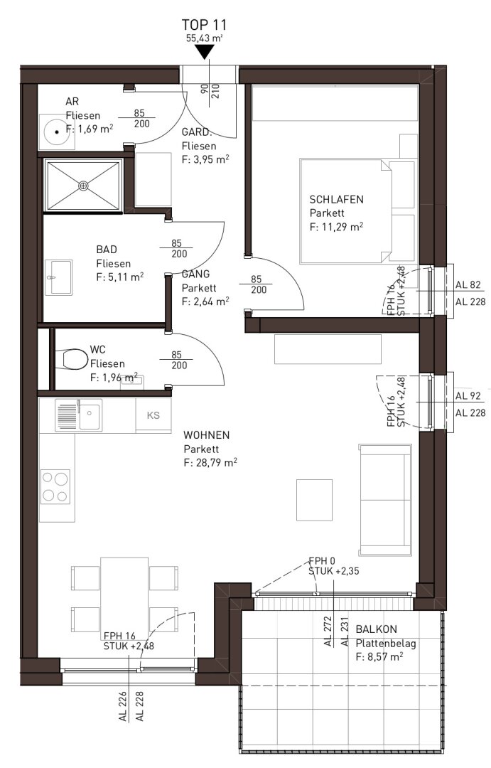 Wohnung zum Kauf 419.704 € 2 Zimmer 55,4 m²<br/>Wohnfläche 2.<br/>Geschoss Ebenzweierstraße Altmünster 4813