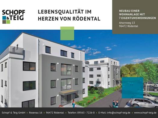 Terrassenwohnung zum Kauf - Erstbezug provisionsfrei als Kapitalanlage geeignet 385.100 € 3 Zimmer 91,7 m² Oeslau Rödental 96472