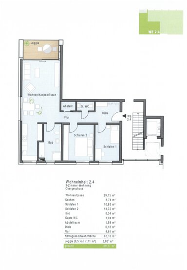 Wohnung zum Kauf provisionsfrei 481.518 € 3 Zimmer 89,2 m² 1. Geschoss frei ab sofort Oberer Graben 2 Gadheim Veitshöchheim 97209