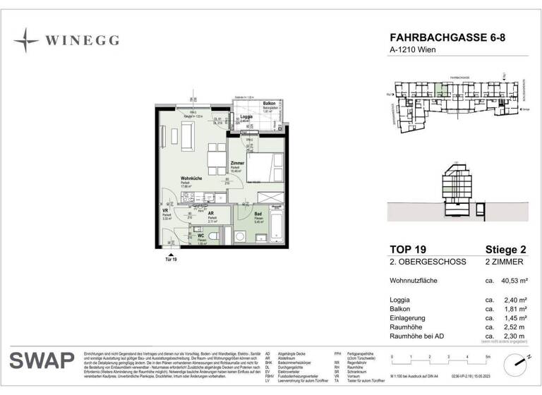 Wohnung zum Kauf - Erstbezug 297.500 € 2 Zimmer 42,9 m² 2. Geschoss Fahrbachgasse 6-8 Wien 1210