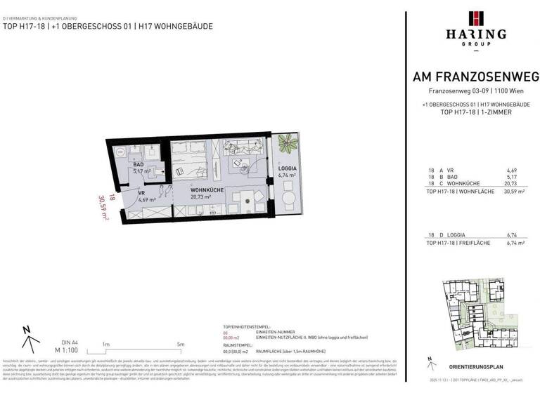 Studio zum Kauf - Erstbezug 246.500 € 1 Zimmer 30,6 m² 1. Geschoss Franzosenweg 3-5 Wien 1100
