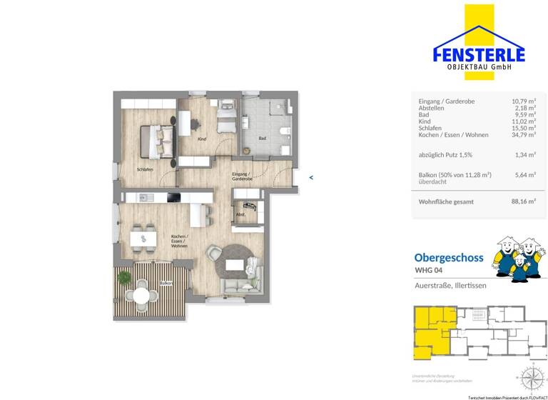 Wohnung zum Kauf provisionsfrei 499.000 € 3,5 Zimmer 88,2 m²<br/>Wohnfläche EG<br/>Geschoss Illertissen Illertissen 89257
