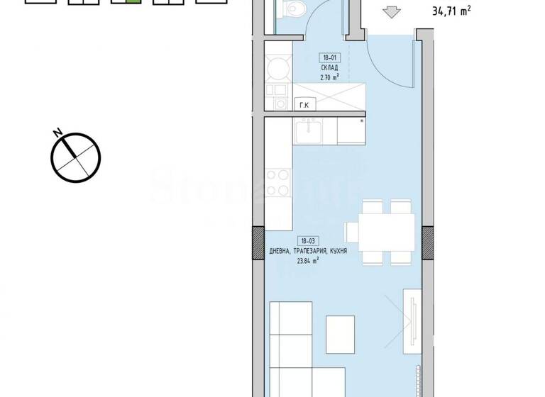 Studio zum Kauf 102.800 € 1 Zimmer 41,1 m² Sofia