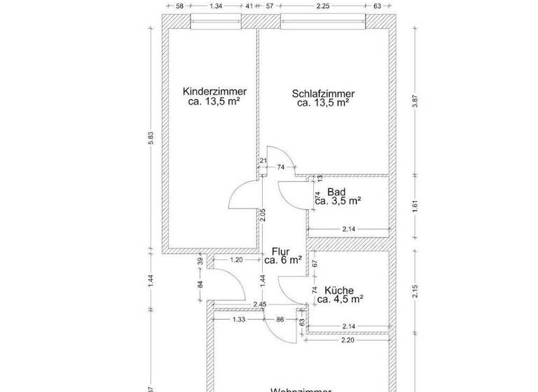 Wohnung zur Miete 400 € 3 Zimmer 62,4 m² 2. Geschoss Röpersdorfer Straße 15 Prenzlau 17291