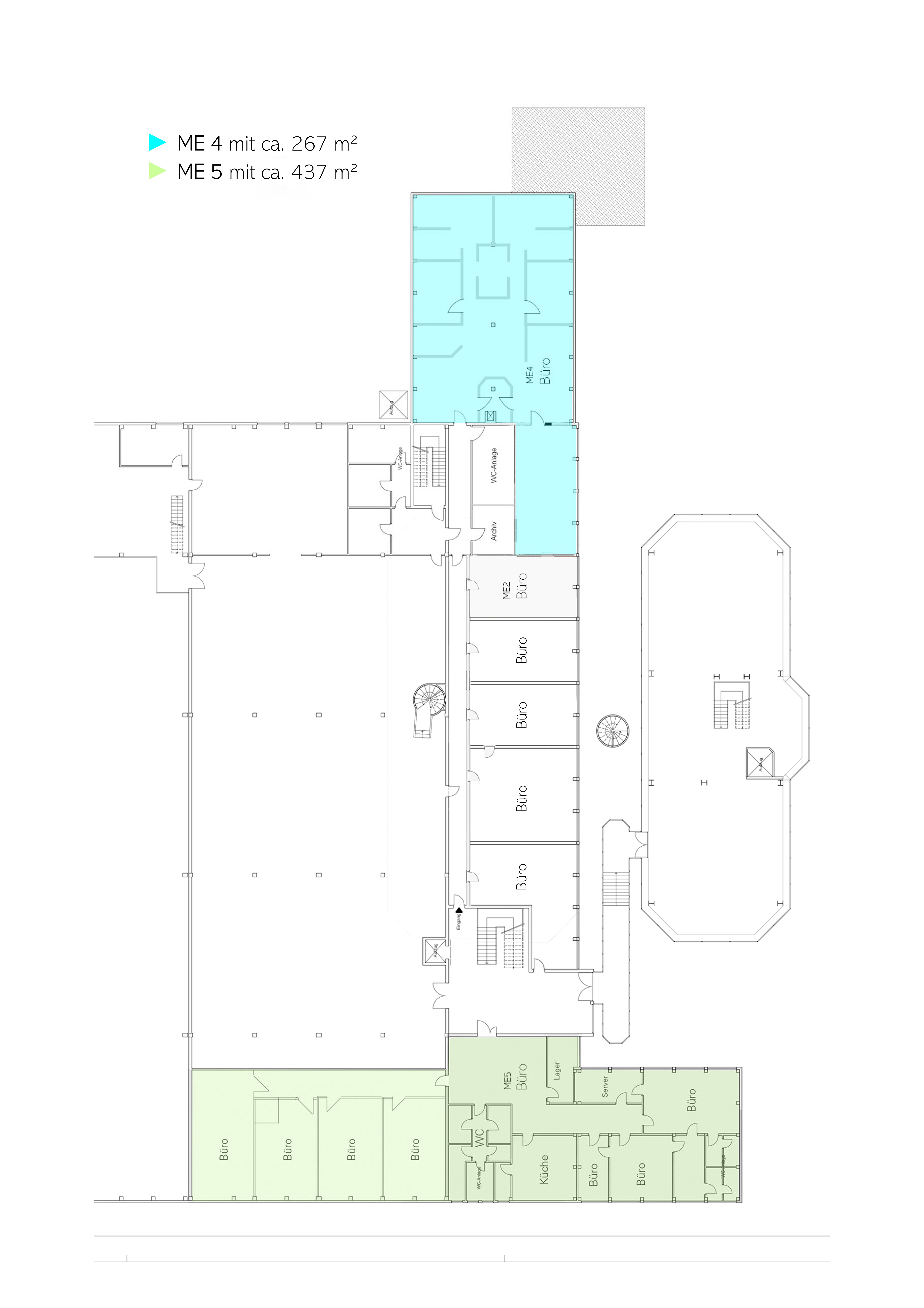 Bürofläche zur Miete 8,50 € 704 m²<br/>Bürofläche ab 276 m²<br/>Teilbarkeit Langwasser - Südwest Nürnberg 90471