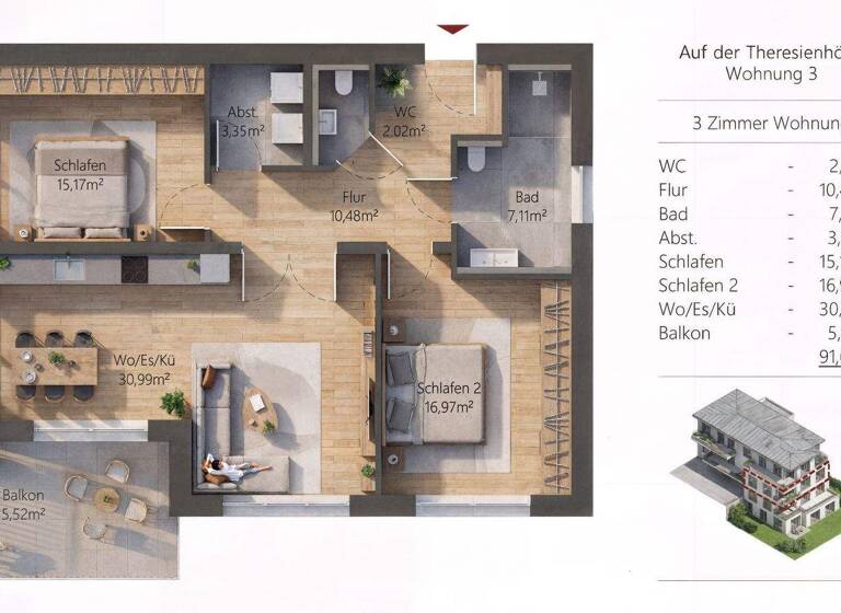 Wohnung zum Kauf - Erstbezug provisionsfrei 3 Zimmer 91,6 m² Theresienhöhe 21, Landau an der Isar Landau Landau an der Isar 94405