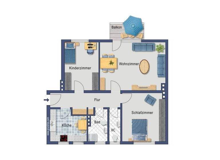 Wohnung zum Kauf provisionsfrei 309.000 € 3 Zimmer 75,6 m² 1. Geschoss Wetzlarer Straße 16 Humboldt-Gremberg Köln 51105