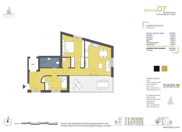 Wohnung zum Kauf - Erstbezug 3 Zimmer 73,7 m² Erikastraße 1 Hard 6971