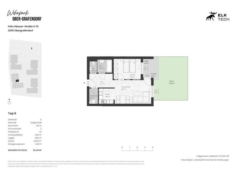 Wohnung zum Kauf - Erstbezug provisionsfrei 181.605 € 2 Zimmer EG Ober-Grafendorf 3200