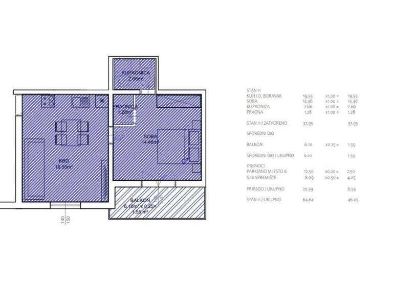 Studio zum Kauf 200.000 € 1 Zimmer 46 m² Pakostane
