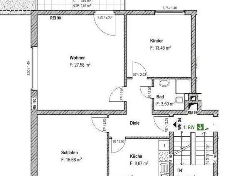 Wohnung zur Miete 1.380 € 3 Zimmer 80 m² 1. Geschoss frei ab sofort Benrath Düsseldorf 40597