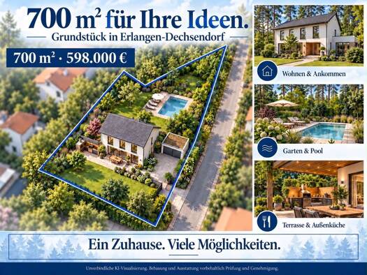 Grundstück zum Kauf provisionsfrei 598.000 € 700 m² Grundstück frei ab sofort Loheweg Dechsendorf Erlangen 91056